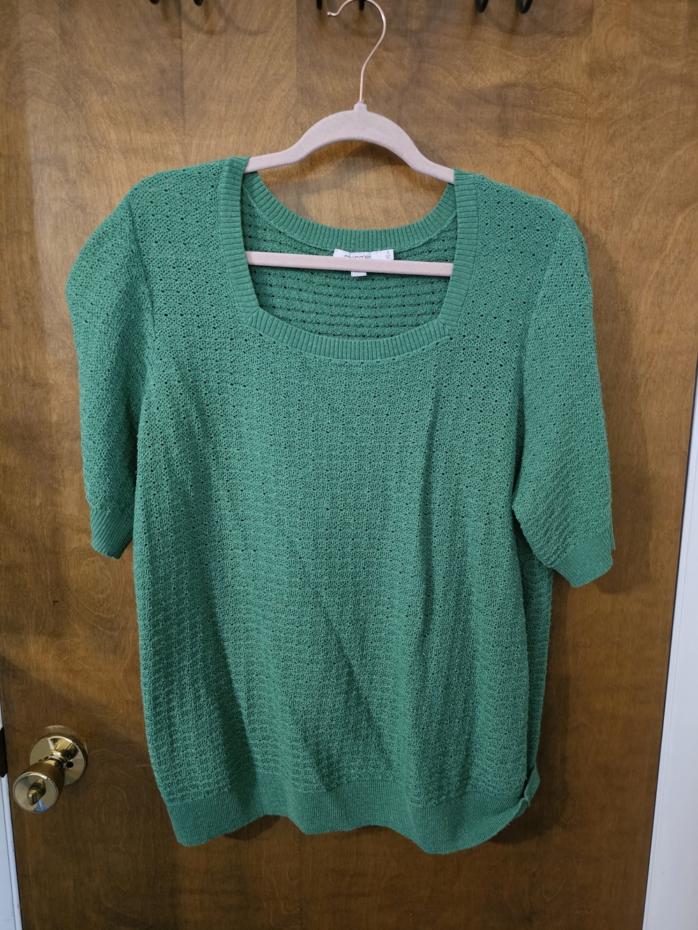 Chico's Green Short Sleeve Knit Sweater